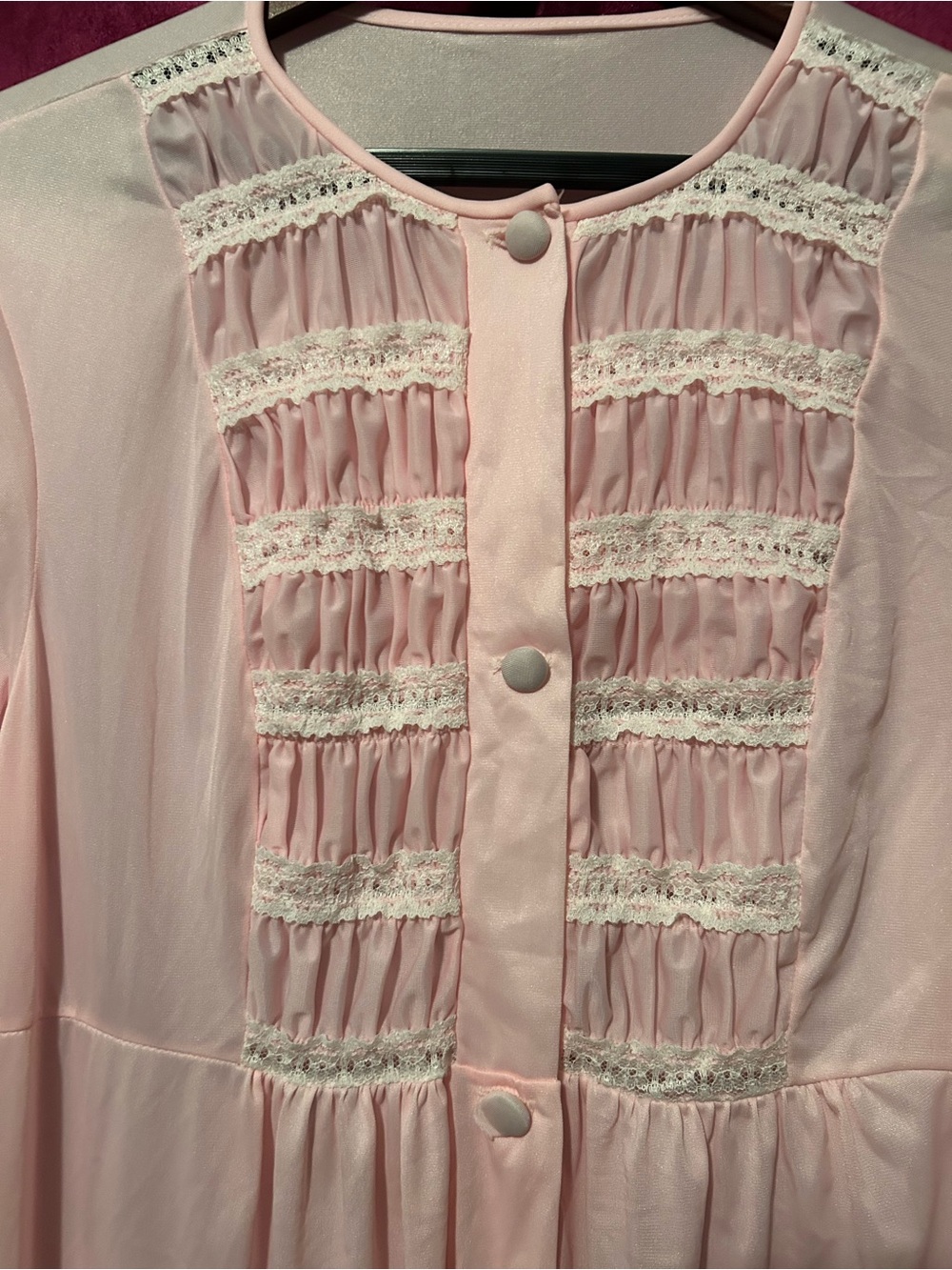 Vintage Classic Pink Lace-Trim Women's